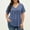Blue, variant on Women's V Neck Button Down Top With Pintuck Detail And Short Sleeves, Featuring Loose Fit Tunic, For Summer Casual Wear Beige XXL