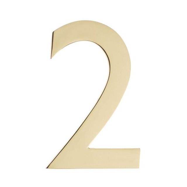 Architectural Mailboxes 3582PB-2 Floating House Number 2, Polished Brass - 4 in.