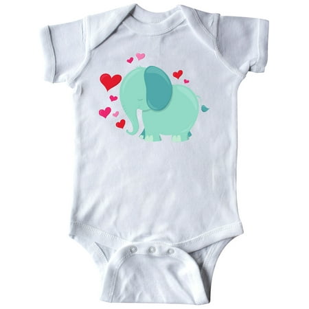 

Inktastic Blue Elephant Elephant In Love Hearts Gift Baby Boy or Baby Girl Bodysuit