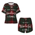 thumbnail image 5 of Wukai Wonderful Time Christmas Women's Pajama Set,Short-Sleeve Top and Shorts with Elastic Waistband and Pockets for Loungewear, Yoga, and Casual Wear-Medium, 5 of 8