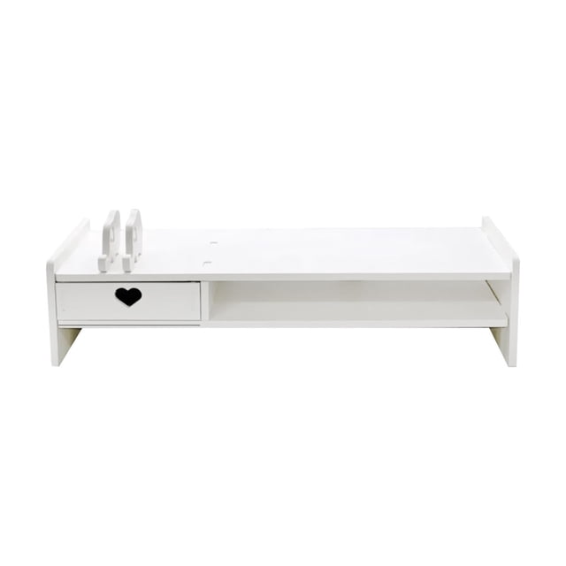 Soporte elevador para monitor, organizador de escritorio, soporte para estante de computadora, ahorra espacio para computadora portátil 1 cajón blanco