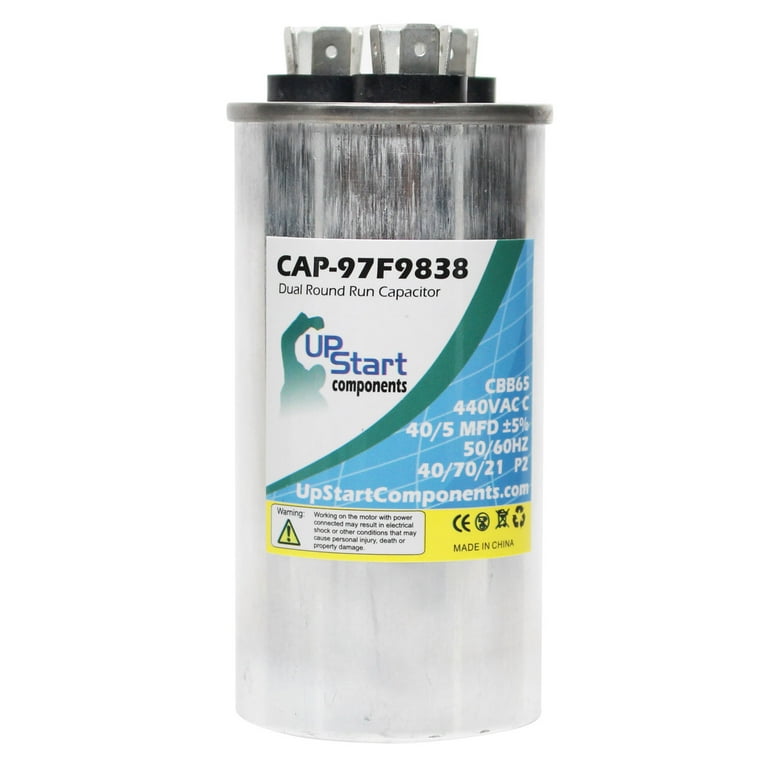 40 / 5 MFD 440 Volt Dual Round Run Capacitor Replacement for Amana  
