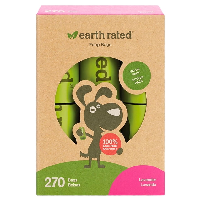 Earth Rated, Sacs à Déchets pour Chiens, Lavande, 270 Sacs