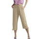 thumbnail image 2 of WILLBEST Pantalones Capri Casuales de Lino con Cordón Ajustable para Mujer, de Color Liso, Cómodos para Uso Diario. Grande, 2 of 8