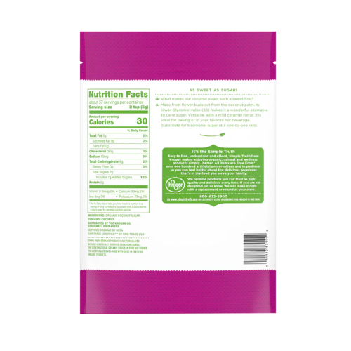 Simple Truth Organic Coconut Sugar Gluten Free Organically Grown 16 Oz, 2 Pack