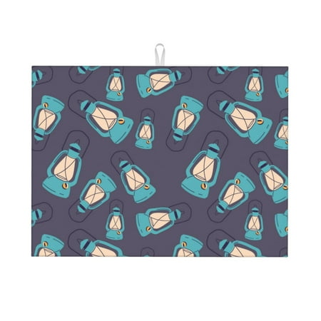 

Dish Drying Mat Light Bulbs Pattern blue Highly Absorbent Microfiber Drying Mat Kitchen Counter or Sink Drawer Liner 18x24 Kitchen Drying Mat Coffee Mat Kitchen Essentials