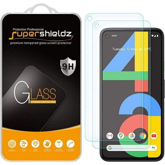 [2-Pack] Supershieldz for Google Pixel 4a Tempered Glass Screen Protector, Anti-Scratch, Anti-Fingerprint, Bubble Free