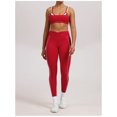 thumbnail image 4 of PISONIC Workout Workout Sets Color Block Twist Back Layered Sports Bra Twist Waist Leggings Gym Yoga Outfits, 4 of 9