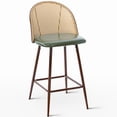 thumbnail image 6 of Soges 2pcs PU Leather Bar Stool with Rattan Back, Modern Counter Height Bar Stool with Footrest for Dining Room Kitchen, Green Cushion, 6 of 6
