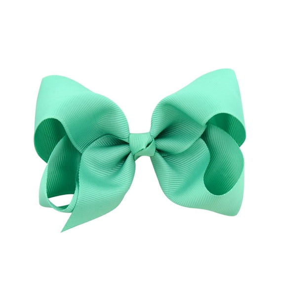 6 Inch Boutique Handmade Colorful Solid Ribbon Grosgrain Hair Bow With Clips For Girls - Hair Accessories