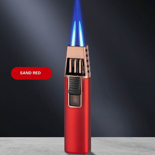 HLONK Windproof Blue Flame Butane Torch Lighter with Adjustable Flame Settings Refillable Alloy Body Ceramic Heat Insulation & Fire Lock 1300°C Max Temperature Compact 96x23x17mm Des