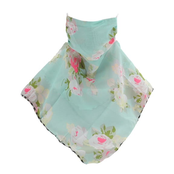 Unique Bargains 1 Pc Neck Gaiter Flower Triangle Earloop Scarf Mask Bandana Light Green