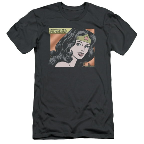 Wonder Woman She Persisted S/S Adult 30/1 T-Shirt Charcoal