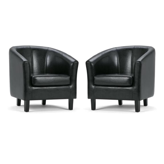 Home Square 2 Piece Contemporary Faux Leather Tub Chair Set in Black