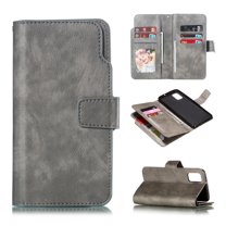 Galaxy A51(4G) Case, Allytech Premium PU Leather Kickstand Shockproof Folio Flip Lightweight 9 Cards Slots Folio Flip Anti-scratch Drop Protective Wallet Case Cover for Samsung Galaxy A51(4G), Gray