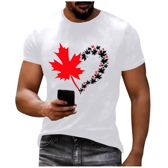 Vmvidoty Men Casual Round Neck Printing Pullover Fitness Sports Shorts Sleeves T Shirt Blouse Independence Day White L
