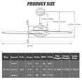 thumbnail image 5 of Topbuy 52" Ceiling Fan with Light and Remote Control Indoor Modern Ceiling Fan with Quiet Reversible ETL Motor Black, 5 of 10