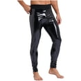 thumbnail image 5 of Eandarui Men's Faux Leather Compression Bottoms Leggings Long Trousers Skinny Yoga Pants Clubwear Black XL, 5 of 6