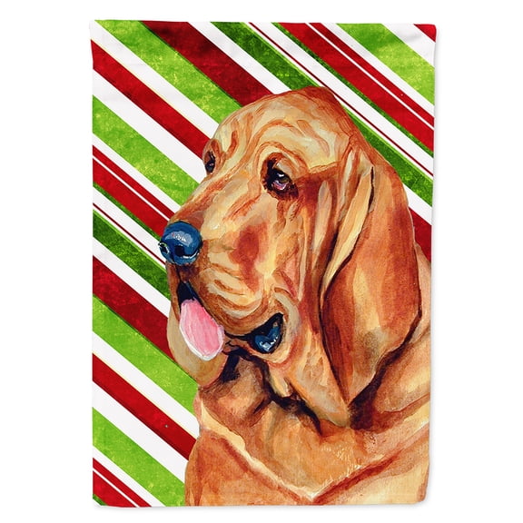 Bloodhound Candy Cane Holiday Christmas Flag Canvas House Size
