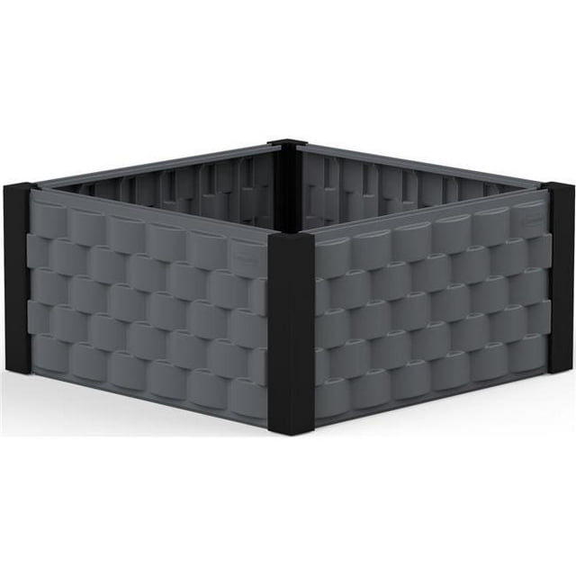 US Polymers 86100 Square Garden Bed, Gray with Black