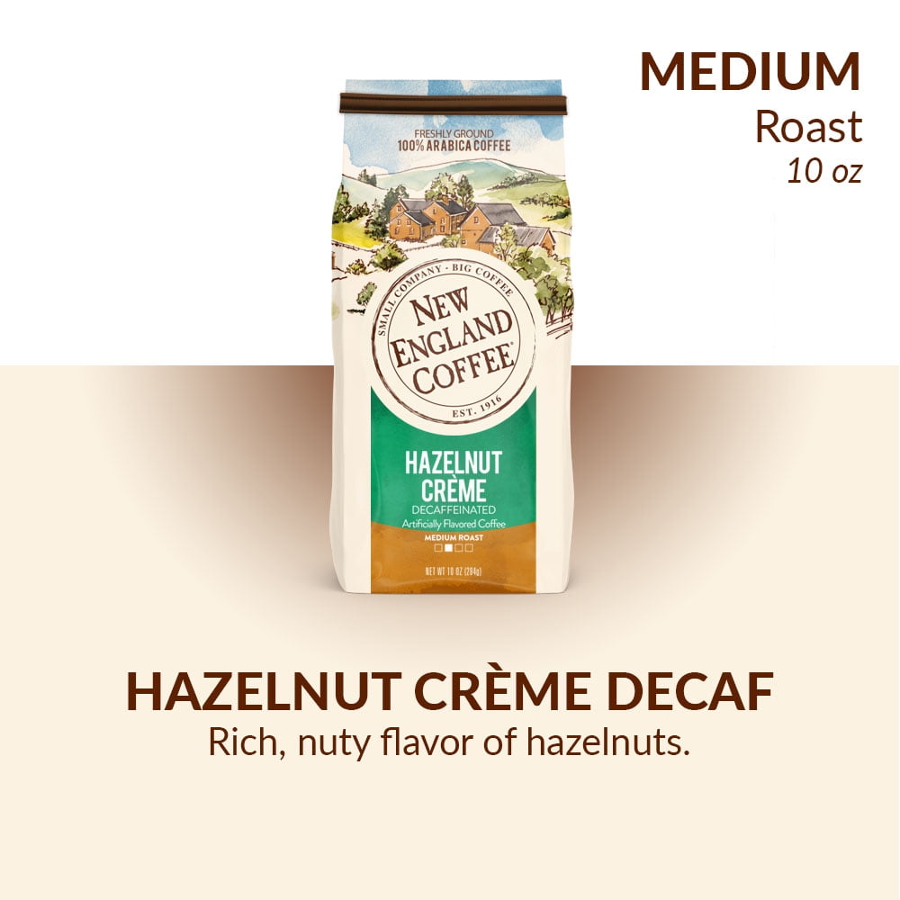New England Coffee Decaffeinated Hazel Crème Blend Medium Roast Ground Coffee, 10 oz
