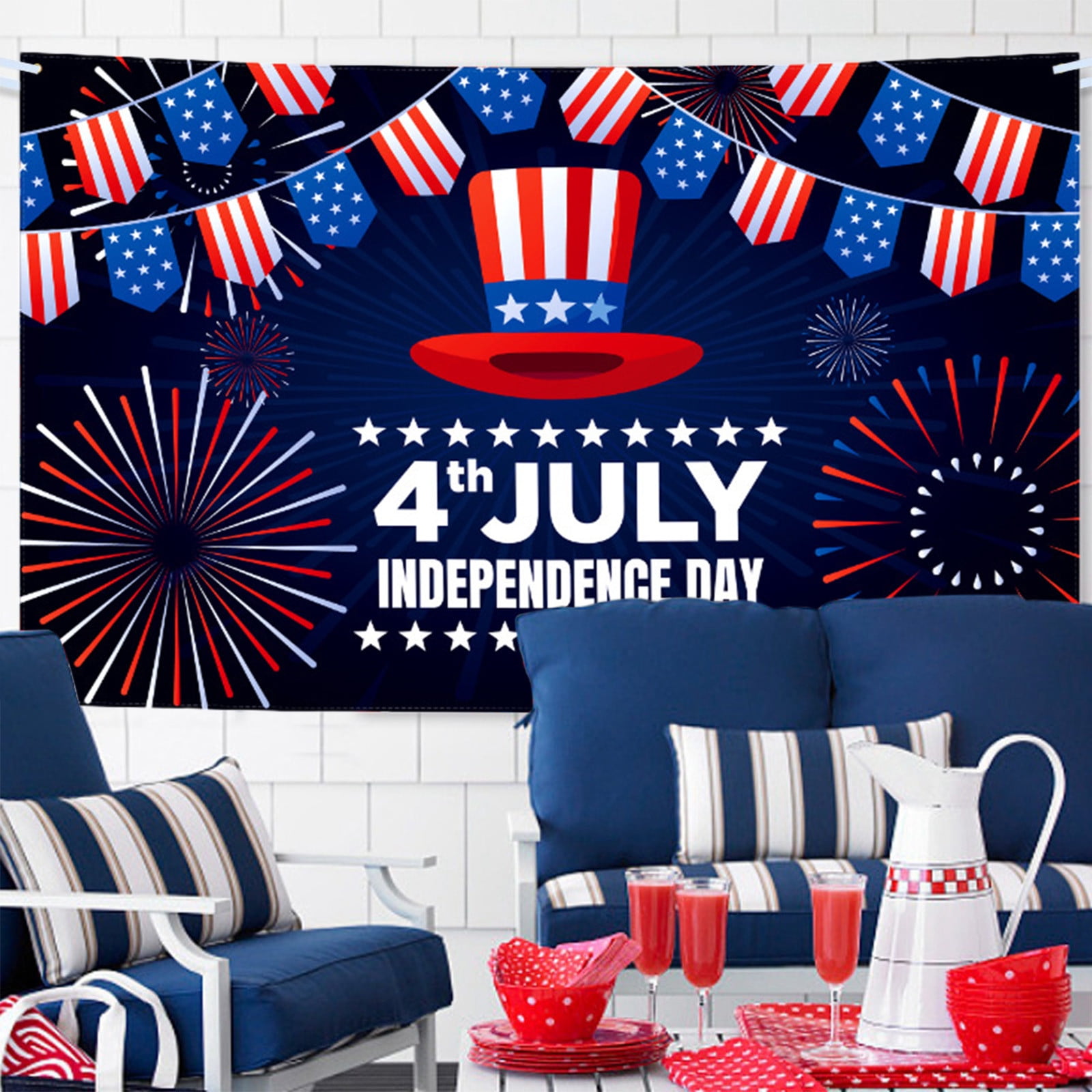BELECO 12x8ft Patriotic American Flag Backdrop – Fireworks Fabric For 4th July, Veteran's Day Photo Booth