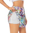 thumbnail image 3 of Lsque Colorful Watercolor Dots Printed Women's Running Shorts with Liner Pockets,Elastic Quick Dry Workout Athletic Gym Yoga Shorts,Womens High Waist Shorts-XX-Large, 3 of 9