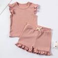 thumbnail image 6 of Krdevn Girls Summer Outfits 2 Piece Set Toddler Baby Pure Color Sleeveless Top Elastic Waist Shorts Casual Beach School Party Yoga Play,6-12 Months, 6 of 7