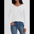 thumbnail image 4 of Camisetas con Cuello en V para Mujer, Blusas de Encaje de Larga, Holgadas, Elegantes e Informales, para Otoño e Invierno, A . M, 4 of 8