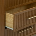 thumbnail image 3 of Sera Fluted 6 Drawer Dresser with Brass Handle, Pecan, 3 of 8