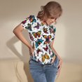 thumbnail image 3 of Balery Cute Butterfly Body de cuello redondo de manga corta para mujer Tops de manga corta Tops básicos-Medium, 3 of 7