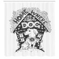 thumbnail image 3 of Labrador Shower Curtain, Home is Where the Dog is Calligraphy with Ornamental Puppy Home Doodle, Fabric Bathroom Set with Hooks, 69W X 75L Inches Long, Charcoal Grey White, by Ambesonne, 3 of 3