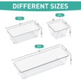 thumbnail image 2 of SUMMIT 6 Pack Clear Drawer Organizer Set, Acrylic Drawer Storage Trays, Storage Bins for Makeup, Cosmetics, Jewelries, Utensils, Gadgets, Office, 2 of 13