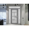 thumbnail image 3 of Front Exterior Prehung Metal-Plastic Door Frosted Glass / Manux 8312 Grey Ash / 2 Side and Top Window / Office Commercial and Residential Doors Entrance Patio Garage 68" x 96" Right-hand Inswing, 3 of 5