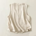 thumbnail image 3 of Womens Cotton Linen Vests, Summer Tops for Women Casual Vintage Solid Color Button Down V Neck Tank Tops Coats M-2XL, 3 of 8