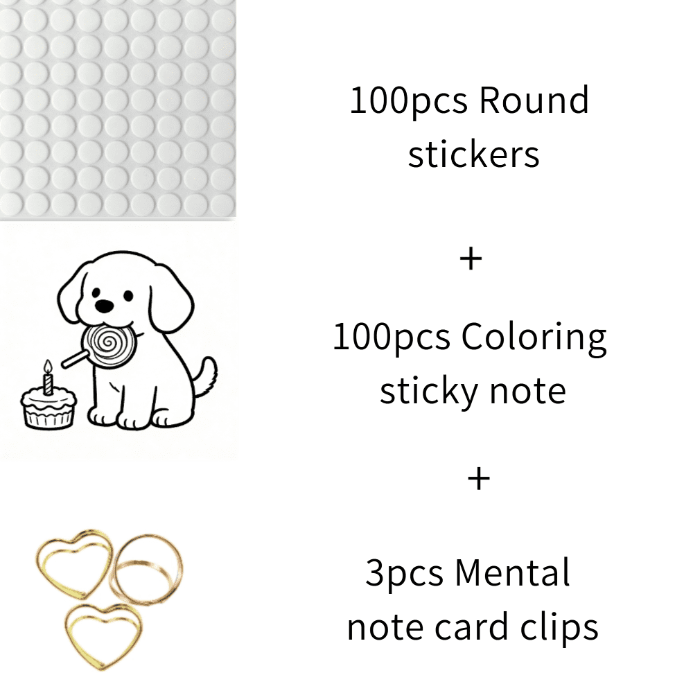 Fun Original Design Sticky Notes (100 Pcs) - Double-Sided Coloring & Writing, 100 Unique Patterns