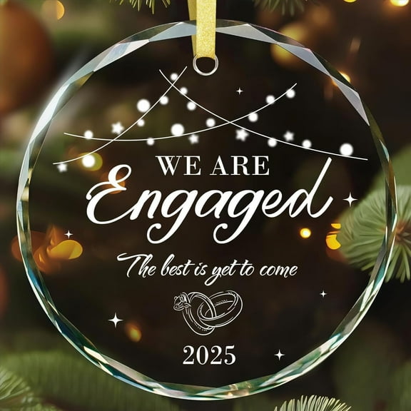 WaaHome Engagement Gifts for Couples - 2025 Glass Ornament Gift for Newly Engaged Couples Happy Engagement Gifts for Her, Women, Bride to Be