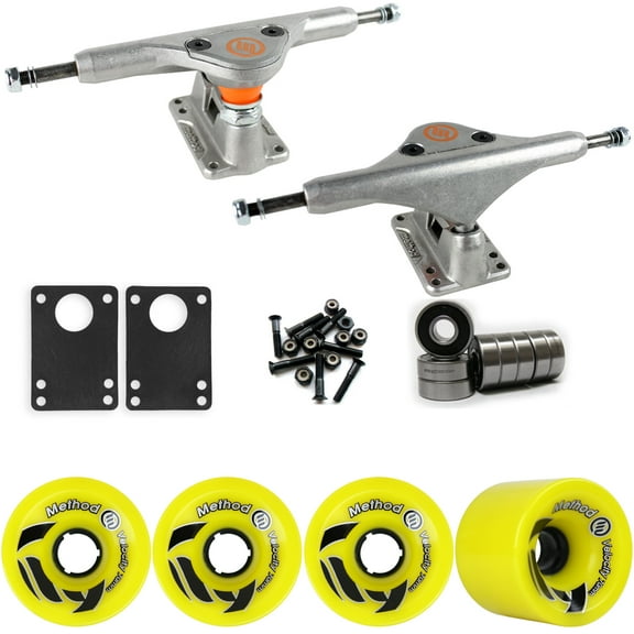 Longboard Trucks Wheels Package METHOD VELOCITY YELLOW 70mm 78A ZC 170MM RAW