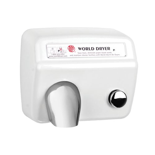 World Dryer Model A Durable 110 / 120 Volt Hand Dryer in Steel White