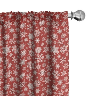 Ambesonne Holiday Curtains, Christmas Snowflakes Winter, Pair of 28"x84", White and Vermilion