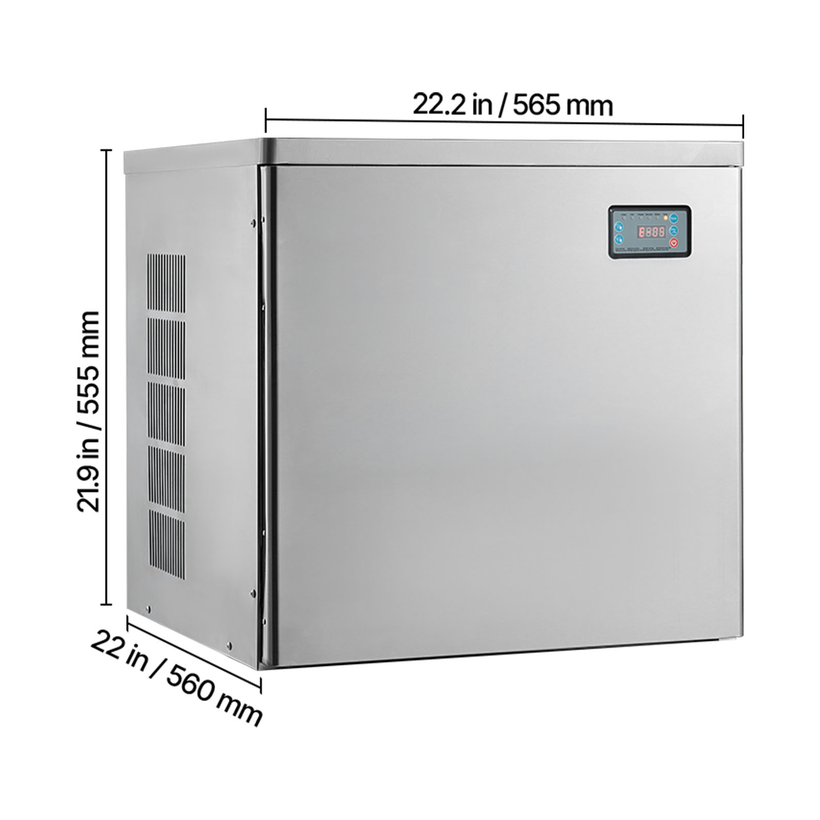 KFFKFF Commercial Ice Maker Machine - 450 Lbs/Day Stainless Steel Ice Machine with Programmable Ice-Making, Self-Cleaning Function, Adjustable Ice Thickness, Suitable for Restaurants, Bars, Cafes