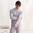 thumbnail image 3 of Conjunto de ropa interior térmica de cuello medio alto para hombre de otoño e invierno Ropa y pantalones de cuello medio alto con forro polar Ropa interior térmica de papá, 3 of 6