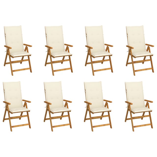vidaXL Folding Garden Chairs with Cushions 8 pcs Solid Acacia Wood