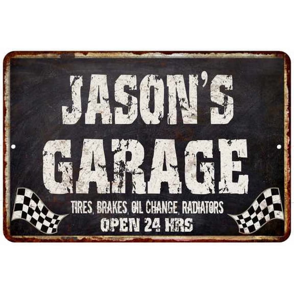 JASON'S Garage Black Grunge Sign 8x12 Decor Gift 108120005182