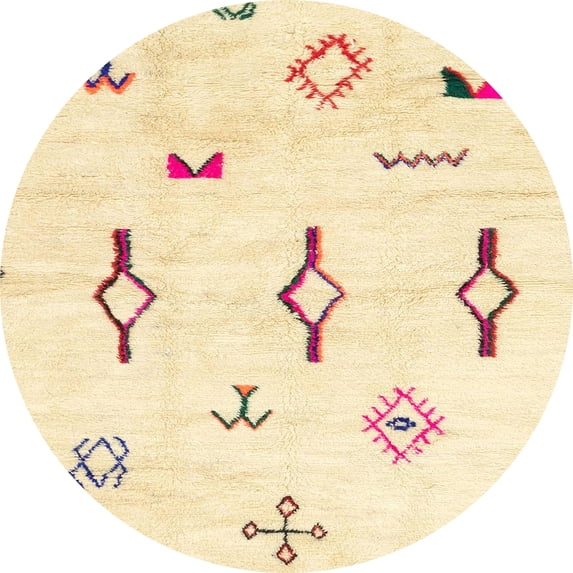 Ahgly Company Indoor Round Abstract Corn Yellow Solid Area Rugs, 7' Round