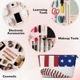 thumbnail image 4 of Baseball Lace Flag Small Purse Organizer Zipper Cosmetic Handbag Tote Pouch For Women, 4 of 7