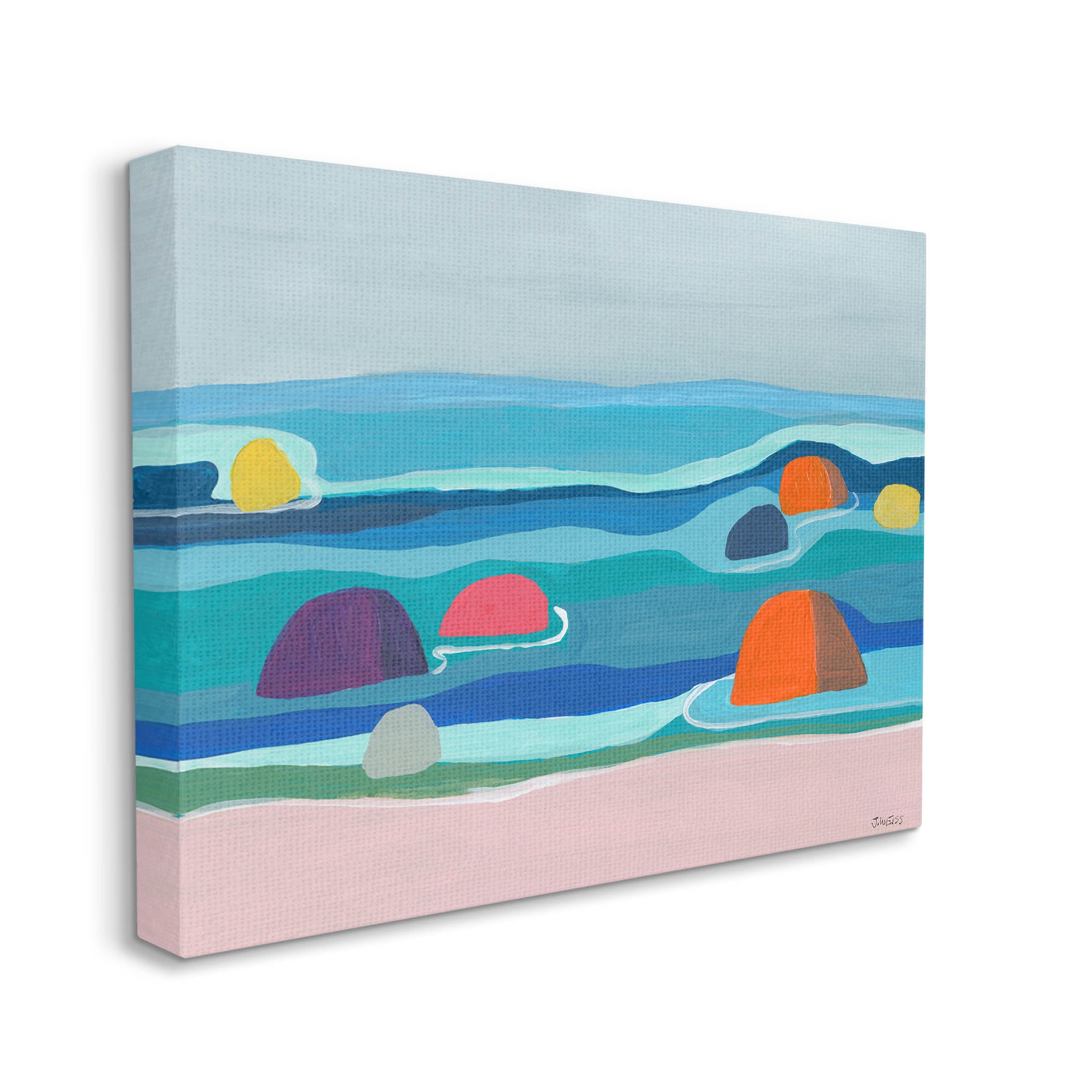 Buoy Floating Ocean Waves Coastal Painting Gallery Wrapped Canvas Print Wall Art
