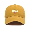 thumbnail image 4 of Baseball Hats for Women CQXIDFH Washed American Flag Baseball Cap, Retro Adjustable Trucker Dad Hat, Unisex Outdoor Casual Headwear, Visor Hat (Yellow, One Size), 4 of 4