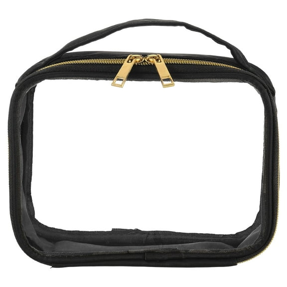 Uxcell Clear Toiletry Bag Large Waterproof Makeup Bag with Handle & Zipper for Travel, Black
