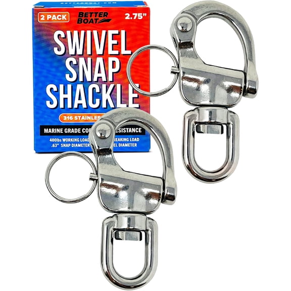 Better Boat 316 Stainless Steel Swivel Snap Shackles, Marine Grade, 2.75 Inch, 2 Pack